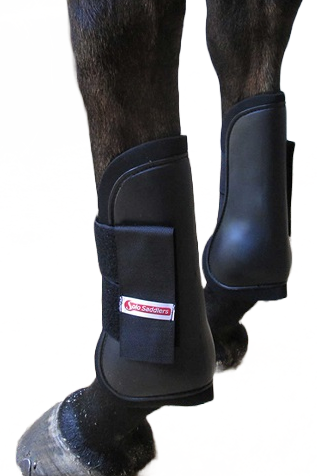 Open fronted jumping boots that encourage the horse to lift his legs over a jump. Velcro straps for exact fit. Hard PU outer shell offers protection against over reaching and brushing, and fits supportively around the tendon. Made for every day use and for shows.