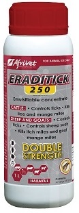 Emulsifiable concentrate - cattle dip and spray. Controls ticks, has a detaching effect. Kills lice. Controls nuisance flies, biting flies, face flies. Protects against screw-worm infestation in cattle.