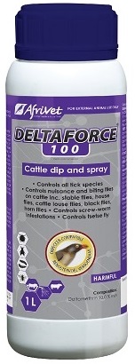 Controls all tick species, controls nuisance and biting flies on cattle namely stable flies, house flies, cattle louse flies, black flies and horn flies. Controls screw-worm infestations and Tsetse fly.