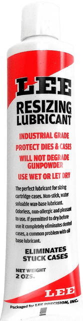 Lee Resizing Lube eliminates stuck and dented cases, makes sizing less work. Non-sticky, non-allergenic, and can be thinned with water.