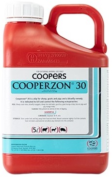 Cooperzon 30 is a dip for sheep, goats and pigs.