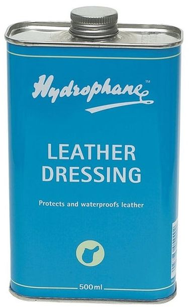 The unique formula of Hydrophane leather dressing with its waterproofing action, protects new leather, renovates old leather and enables mud and sweat to be easily removed with cold water.