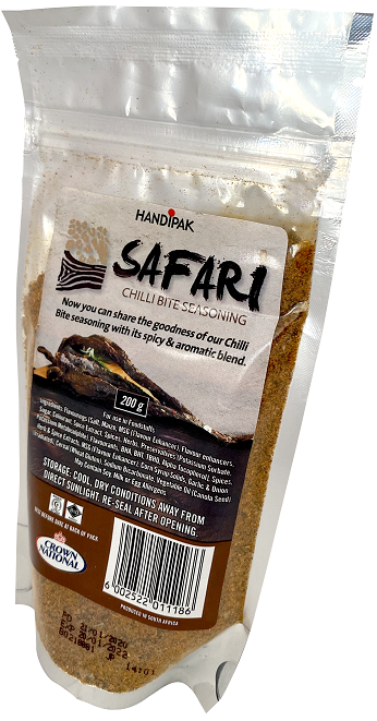 A spice blend for popular dried meat strips with a very strong chilli taste and a spicy masala/curry flavour.