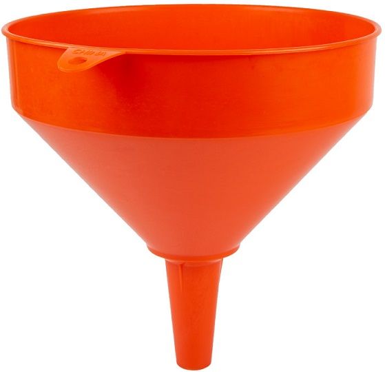 250mm Plastic funnel. Oil and chemical resistant. Without filter gauze.