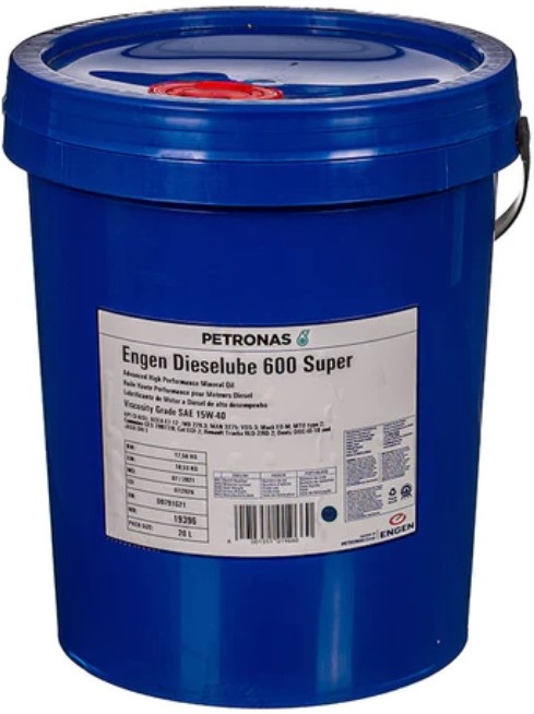 Engen Dieselube 600 Super is an advanced high-performance SAE 15W-40 diesel multigrade oil (HPDO) designed to the unique requirement of the Southern African market. This Diesel Engine population consists of advanced as well as older American, European, and Japanese equipment burning high or low sulphur diesel (depending on the area of operation).