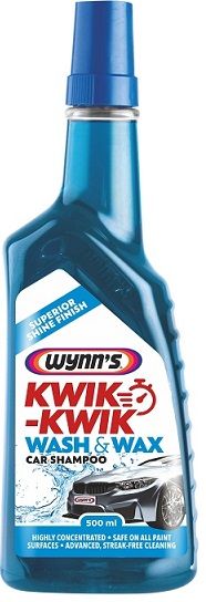 Wynn's Kwik-Kwik Wash & Wax Car Shampoo is a unique wax wash containing wax which plates out on the paint to preserve polish and paint sealants. After washing you may rinse but not essential. Simply dry the car and buff windows and bright work.