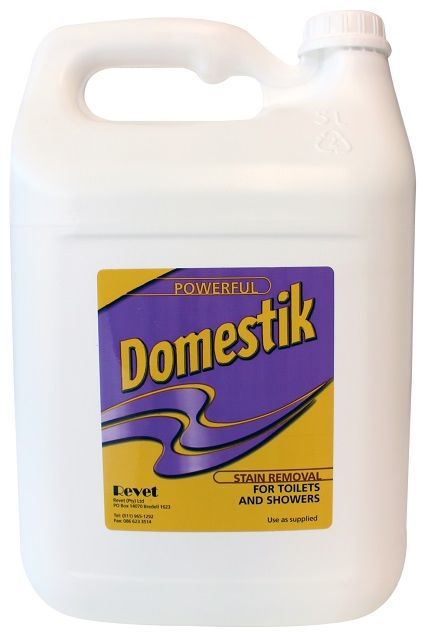 Revet Domestik is a stain remover to be used in bathrooms for toilet bowls and showers.