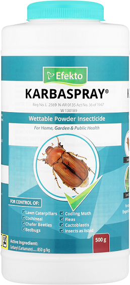 A wettable powder insecticide for home, Garden and public health. Residual contact and stomach poison for The control of Pests as listed