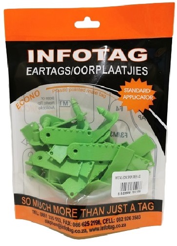 Plastic ear tags with plastic point.