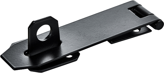 Hasp & staple 114mm black Japaned finish & incl screws.