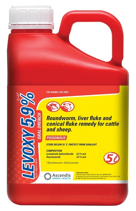 Roundworm, liver fluke and conical fluke remedy for cattle and sheep.