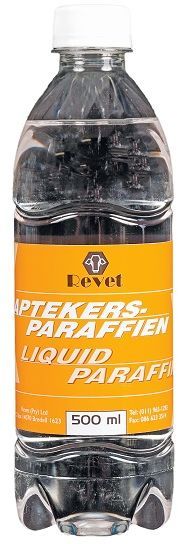 Paraffin liquid is a mineral oil, cosmetic grade. Mineral oil is used as a laxative to alleviate constipation for pets and livestock. May be swabbed onto the feet of chickens infected with scaly mites on the shank, toes, and webs. Cosmetic or medicinal liquid paraffin should not be confused with the paraffin used as a fuel. Composed of saturated hydrocarbons derived from petroleum.