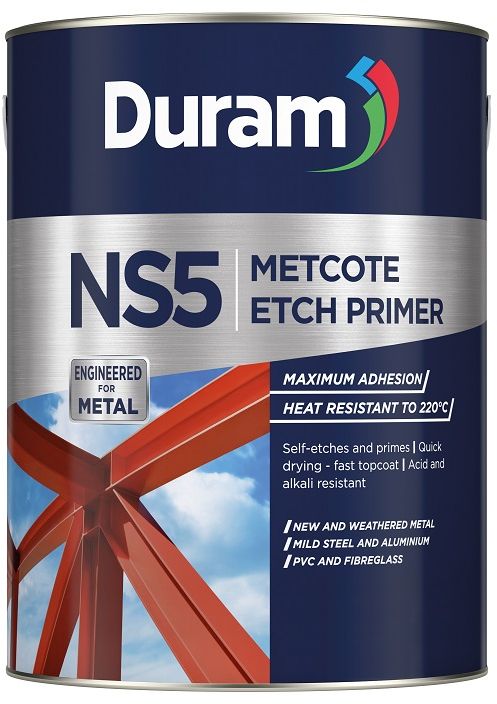 A high adhesion primer for new and weathered mild steel, stainless steel, aluminium, PVC, fibreglass, Chromadek, ZincAlume and AluZinc. Maximum adhesion to a wide variety of substrates. Promotes smooth topcoat - excellent topcoat adhesion. Quick drying - fast topcoat. Heat resistant to 220°C. Acid and alkali resistant. Self-etches and primes new and weathered metal, mild steel, aluminium, PVC and fibreglass for maximum adhesion.