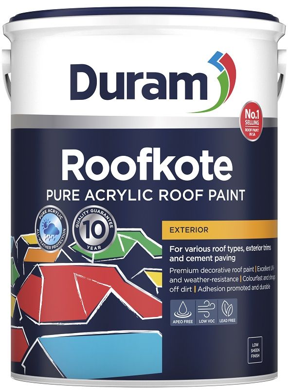 Provides joint-free seamless waterproofing, is a roof paint and protective barrier that encapsulates and extends the lifespan of your roof. Used with Duram Duramesh membrane, it withstands cracking and movement of the underlying surface. Excellent adhesion to a variety of substrates and withstands varying roof temperatures. Pure acrylic polymer waterproof coating. Exceptional flexibility and elongation > 400%. Long-term protection with a 12-year guarantee.