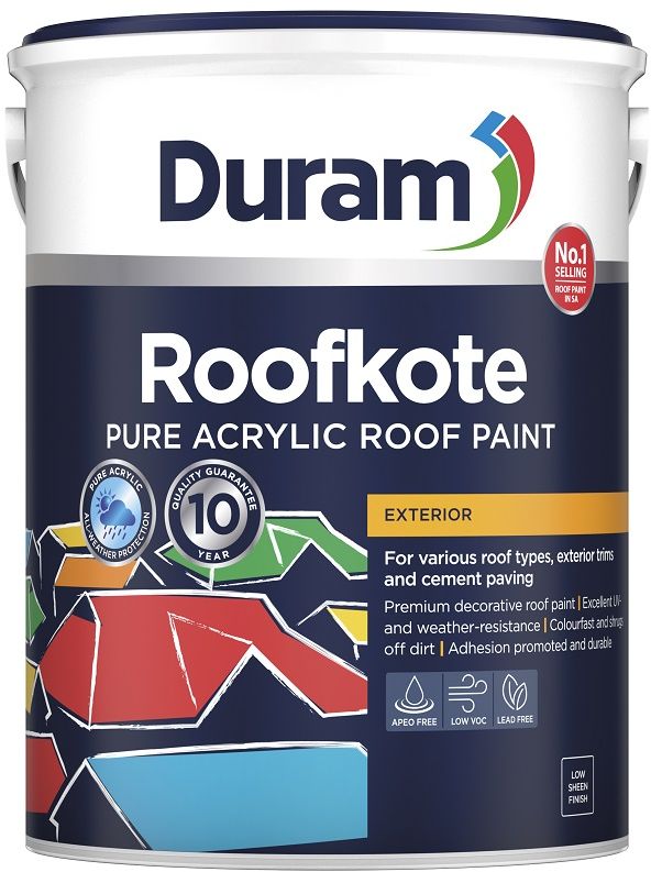 Provides joint-free seamless waterproofing, is a roof paint and protective barrier that encapsulates and extends the lifespan of your roof. Used with Duram Duramesh membrane, it withstands cracking and movement of the underlying surface. Excellent adhesion to a variety of substrates and withstands varying roof temperatures. Pure acrylic polymer waterproof coating. Exceptional flexibility and elongation > 400%. Long-term protection with a 12-year guarantee.