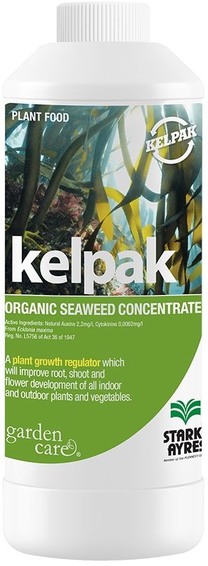 Kelpak is a plant growth regulator which will improve root, shoot and flower development of all indoor and outdoor plants. Kelpak is used as a supplement to normal fertiliser programmes on a wide range of garden and field crops. Assists plants through times of stress caused by heat, drought, hail, pests and diseases. Improves uptake and utilization of NPK fertilisers. Is easily absorbed or assimilated by the plant.