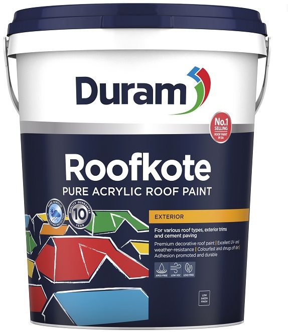 For various roof types, exterior trims and cement paving. Excellent UV and weather resistance  resists fading and chalking. Colourfast  long lasting colour. Shrugs off dirt on roofs. Adhesion promoted with excellent durability to withstand varying temperatures. APEO free - safe for non-potable rainwater harvesting and aquatic life. Excellent obliteration. This product has a 10 year Quality Guarantee. A premium pure acrylic roof paint that provides highly attractive, all-weather protection.