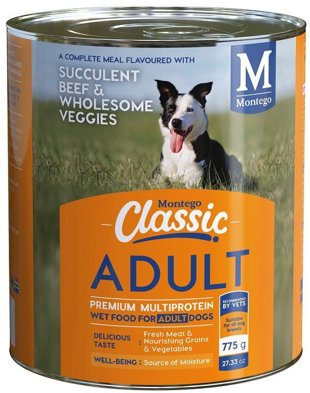Classic Wet Food provides a complete, balanced and enticingly delicious meal, or a tasty complement to your dog's daily dry food diet. Serve on top, mixed in or on its own- however they like it! Benefits: Energy- 6% Protein / 3% Fat. Stamina- Low glycaemic formula. Well-Being- Source of moisture. Delicious Taste- Fresh meat with nourishing grains & vegetables.