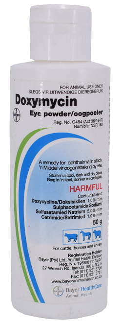 For the treatment of heartwater, anaplasmosis (tick-borne gall sickness), pneumonia, foot rot, navel ill and joint ill in stock as well as strangles in horses.