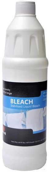 Revet Bleach is a stabilised liquid bleach. To bleach laundry use 250ml per 10 litre water. 4% when packed.