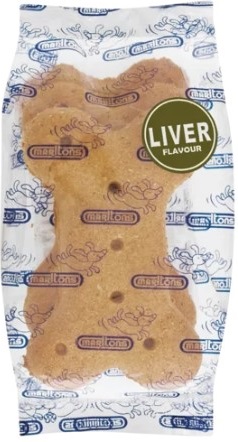 Liver flavour dog biscuits for small to medium.