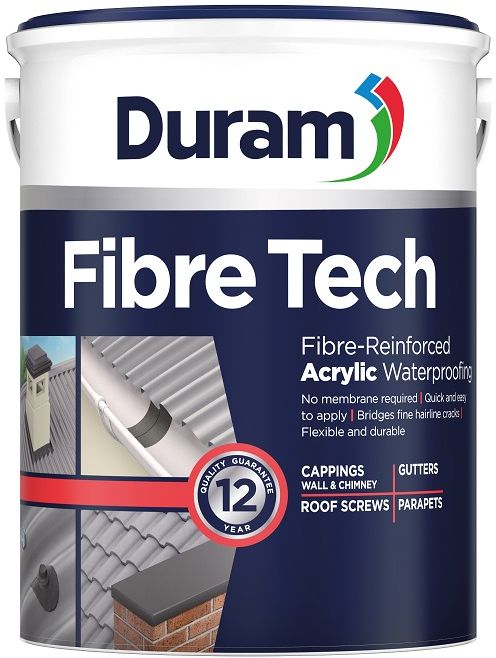 Fibre-Reinforced Acrylic Waterproofing Bridges fine hairline cracks on parapets, wall and chimney cappings, gutters and roof screws. Convenient membrane-free application - simply brush on quickly and easily. The fibres make it a tough, durable and flexible waterproofer. Non-drip with excellent adhesion. Can be top coated with Duram roof or decorative paints, or used as a final coat. Fish and plant friendly, so you can use it in your pond. Water-based - application tools are easy to clean with water A premium fibre-reinforced acrylic waterproofer used to bridge fine hairline cracks without the need for a separate reinforcing membrane, on parapets, wall and chimney cappings, gutters and roof screws.