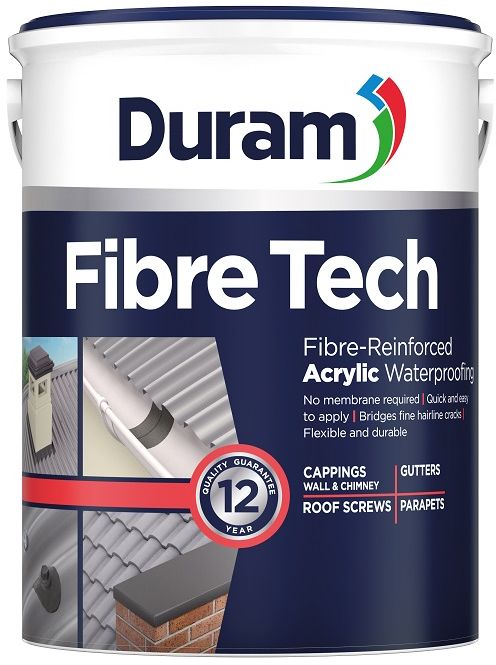 Fibre-Reinforced Acrylic Waterproofing Bridges fine hairline cracks on parapets, wall and chimney cappings, gutters and roof screws. Convenient membrane-free application - simply brush on quickly and easily. The fibres make it a tough, durable and flexible waterproofer. Non-drip with excellent adhesion. Can be top coated with Duram roof or decorative paints, or used as a final coat. Fish and plant friendly, so you can use it in your pond. Water-based - application tools are easy to clean with water A premium fibre-reinforced acrylic waterproofer used to bridge fine hairline cracks without the need for a separate reinforcing membrane, on parapets, wall and chimney cappings, gutters and roof screws.