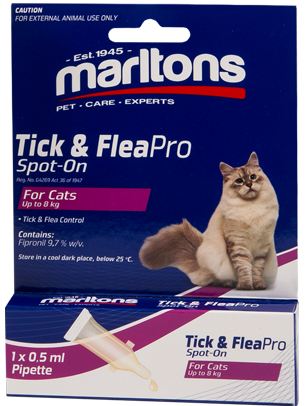 Aids in the control of ticks and fleas on cats. Kills fleas up to 5 weeks and aids in the control of ticks for up to 2 weeks