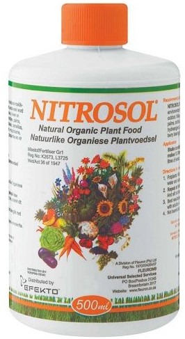 Nitrosol is a one-step colloidal liquid suspension organic based plant food.