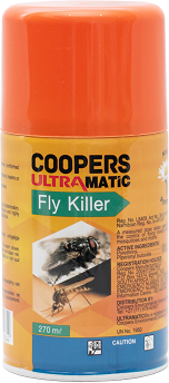 A Measured dose space spray aerosol for the control of flying insects such as flies, mosquitoes and moths. One Month minimum control when used at standard setting. Highly concentrated equivalent to 18 tins of standard aerosol.