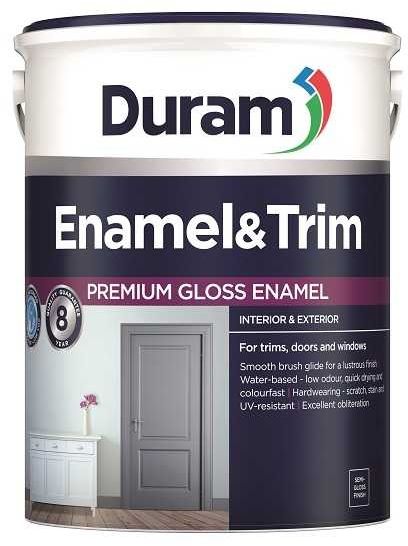 Premium Gloss Enamel, with a 8-year quality guarantee. For trims, doors and windows, smooth brush glide for a lustrous finish, water based, low odour, low VOC, quick drying and colourfast. Hardwearing, scratch, stain and UV resistant. Excellent obliteration, semi gloss finish, available in classic standard colours and can be tinted.