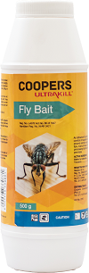 An attractive fly bait for the control of houseflies in and around animal housing refuse tips, manure heaps and food handling plants.