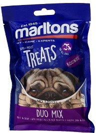 Treat for all dogs. Moist & chewy. With Omega 3 & 6 to help maintain a healthy skin and coat