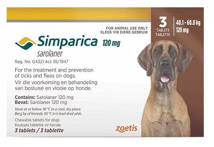 For the treatment and prevention of ticks and fleas on dogs.