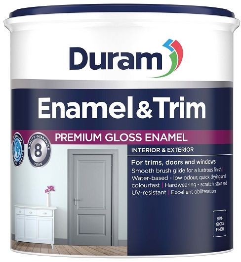 Premium Gloss Enamel, with a 8-year quality guarantee. For trims, doors and windows, smooth brush glide for a lustrous finish, water based, low odour, low VOC, quick drying and colourfast. Hardwearing, scratch, stain and UV resistant. Excellent obliteration, semi gloss finish, available in classic standard colours and can be tinted.