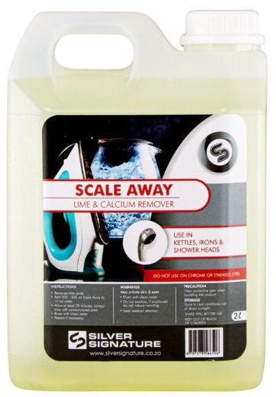 Scale away is a liquid acidic solution designed to remove limescale and other mineral deposits from heating elements in kettles, urns and other catering equipment as well as shower heads.