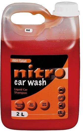 Nitro car wash is a high foam mild detergent designed to clean the paintwork of passenger vehicles, leaving them sparkling clean. Use 50 to 100ml Nitro Car wash per 5 litres of water, apply with a sponge or soft broom. Rinse.