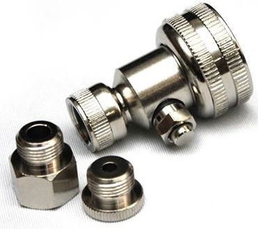 Two bushings for cap treads of standard valves and core housing treads of old valves type.
