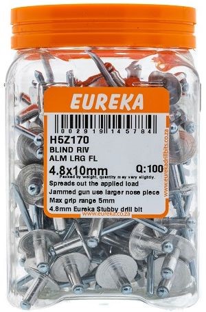 A rivet is a fastener, consisting of a body and a mandrel, used to attach thin pieces of material to thin pieces of metal. A rivet works by drilling a same-sized hole through both materials which coincide with the thickness of the rivet. The mandrel part of the rivet is then placed into the nose-piece of a rivet gun, where after the body part is placed through the holes in the workpiece. The handles of the rivet gun are then squeezed multiple times until the mandrel breaks off, leaving the body part securing the workpiece together.