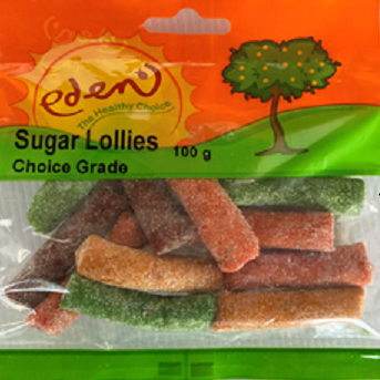 Fruit lollies (pear, peach, apricot), sugar, flavourants, colourants, acidifier.