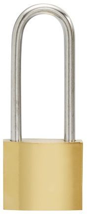 Security iron padlock 32mm long shackle brass epoxy coated & includes 2 keys.