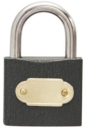 Security iron padlock 38mm grey epoxy coated & includes 2 keys.