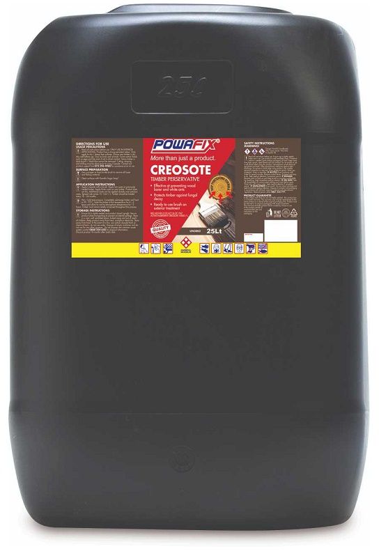 Powafix Creosote is a ready to use wood preservative solution to be used on exterior timber for protection against fungal decay and attack by termites and wood boring insects.