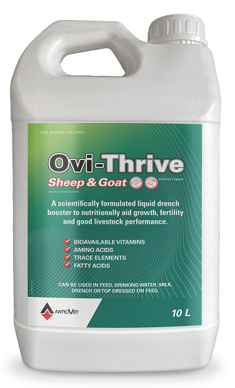 Ovi-Thrive Sheep & Goats is a concentrated liquid complementary feeding stuff.