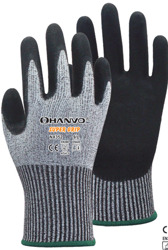 Seamless 13g grey woven HPPE & Fibre liner provided increased comfort, dexterity, breathability and protection assurance. Exvellent resistance to liquid and oil permeation. Knit wrist helps prevent dust and debris from entering the glove inner. Breathable back for comfort. Suitable for Mechanical/Automotive, Glass/Steel, Construction and Woodworking.