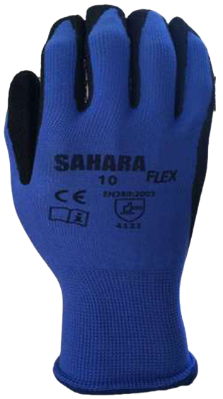 Gloves with Sandy nitrile coating.