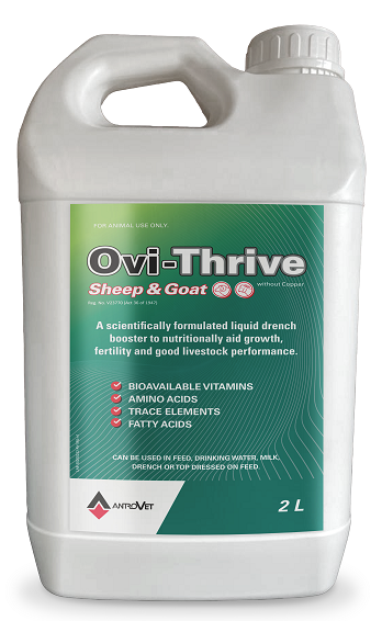 Ovi-Thrive Sheep & Goats is a concentrated liquid complementary feeding stuff.