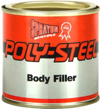 Ploy-Steel polyester body filler is used for filling dents and small holes in metal, plastic, wood, and concrete.