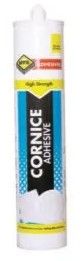 Cornice adhesive and filler is a high strength pre-mixed acrylic paste that can be used to bond cornices to most construction substrates.
