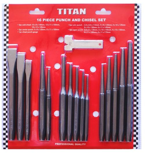 This high quality drop forged alloy set is tempered and hardened for longer tool life. The set includes cold chisels, centre punches, pin punches and taper punches for a wide variety of uses. ideal for workshops, farmers and the handyman.